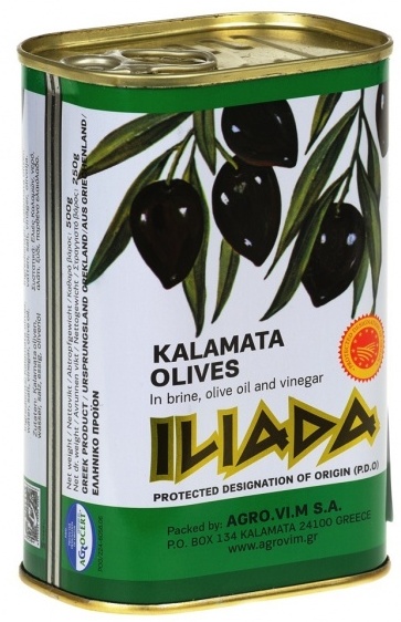 זית קלמטה עם גרעין בפחית 500 גר' ILIADA