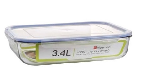 קופסת אחסון זכוכית 3.4 ליטר עם מכסה פלסטיק