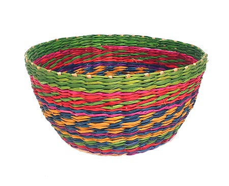 סלסלת עשב ים עגולה קטנה באריגה צבעונית D18/12 H9
