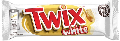 TWIX - חטיף כפול קרמל מצופה בשוקולד לבן 46 גר'