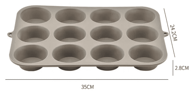תבנית סיליקון מאפינס (12) עם מסגרת חיזוק 3*7 ס