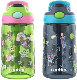 CONTIGO - זוג בקבוקי ילדים EASY CLEAN בעיצובי כחול לילה וירוק פרפרים  420 מ